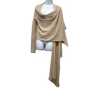 Subtle Luxury Cashmere Travel Cardigan Shawl Tan / Cream Color Size M/L